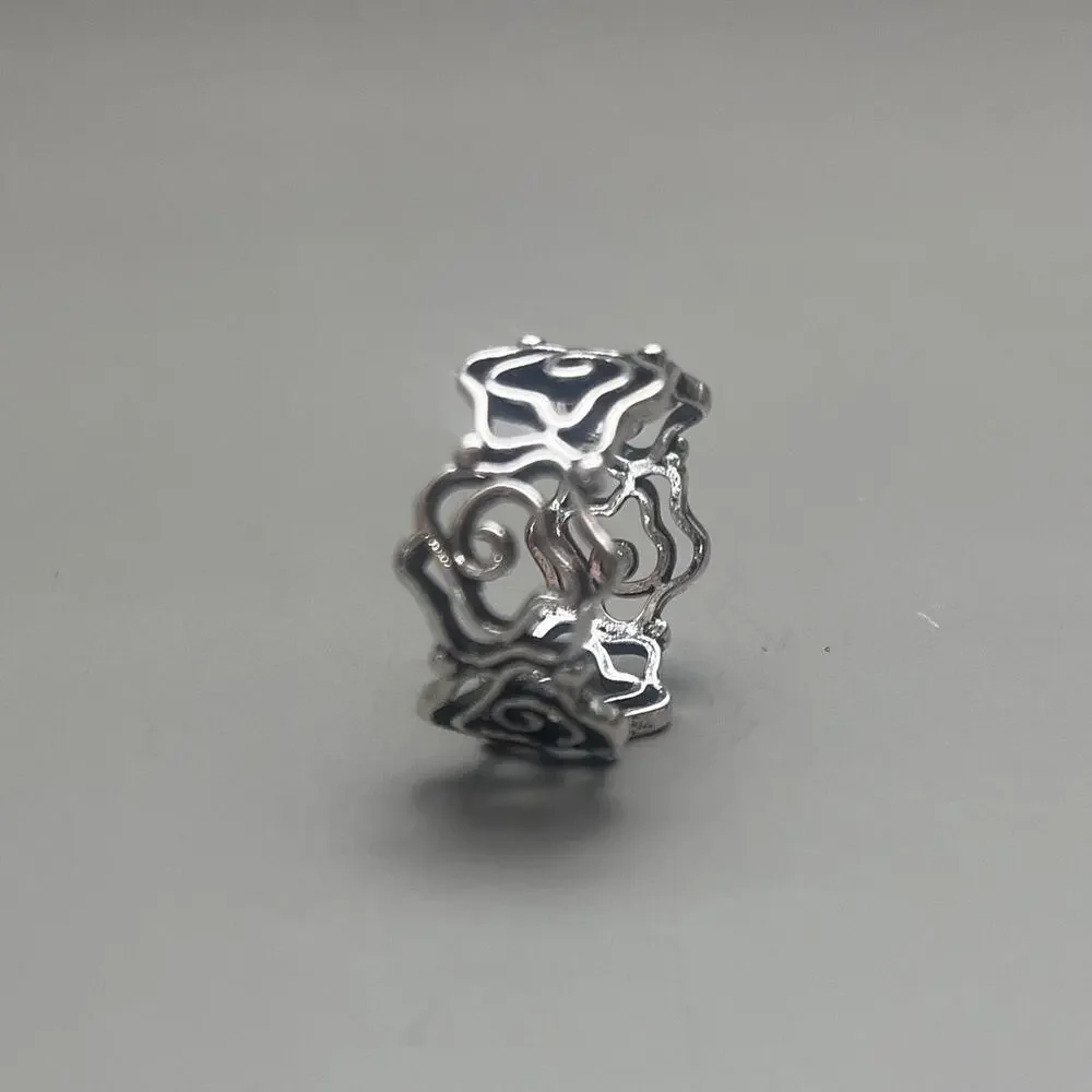 Vintage Silver Wrapped Rose Ring – Size 8, Unisex, Brand New